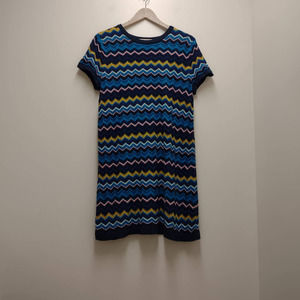 Missoni Blue Striped Chevron Lined Women's Dress Size Large